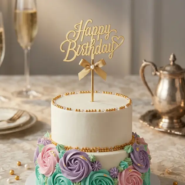Cake Topper Gold 3D