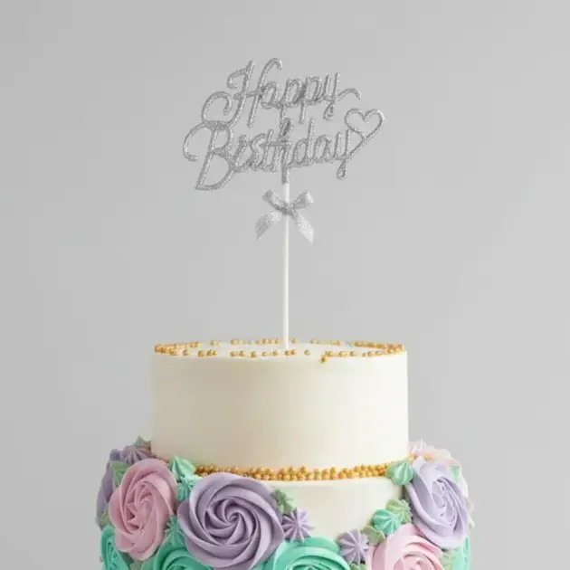 Cake Topper Silver 3D