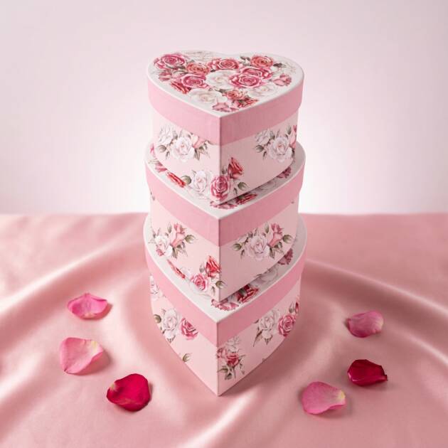 Heart & Rose gift box set of 3
