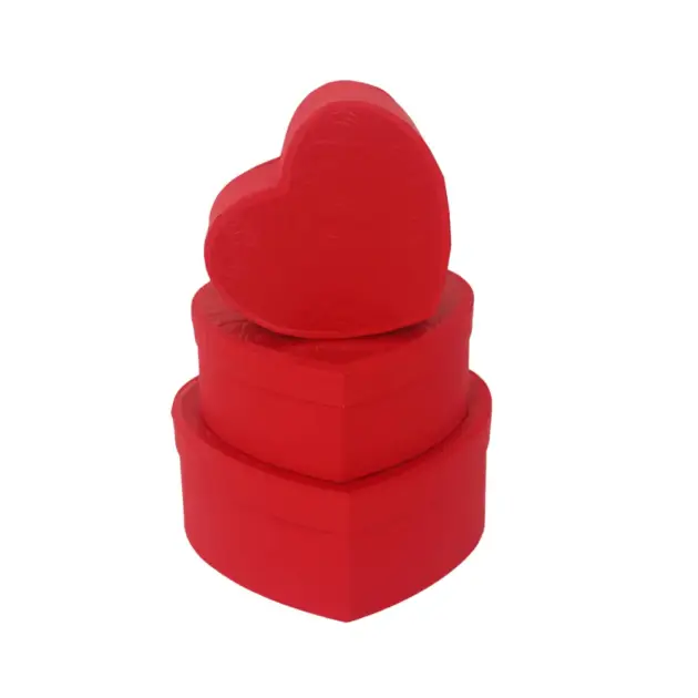 Red Velvet Heart shaped box set of 3