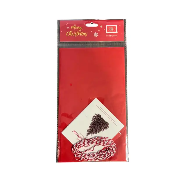 Christmas DIY Wrap Kit 2 Sheets Tissue, 1 Pcs Ribbon 5 Pcs Sticker and cards