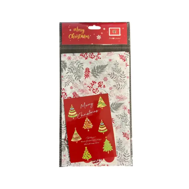 Christmas DIY Wrap Kit 2 Sheets Tissue, 1 Pcs Ribbon 5 Pcs Sticker and cards