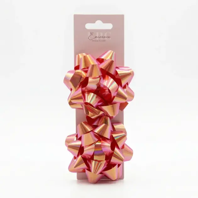 4” Star Bow Set of two Iridescent Red