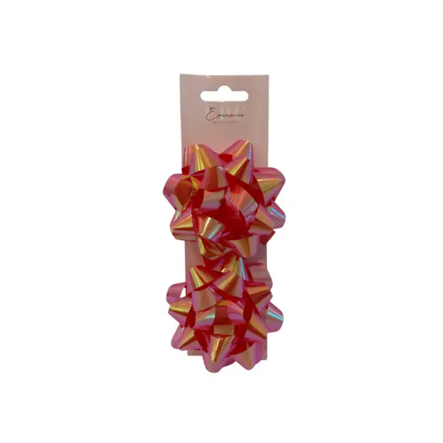 4” Star Bow Set of two Iridescent Red
