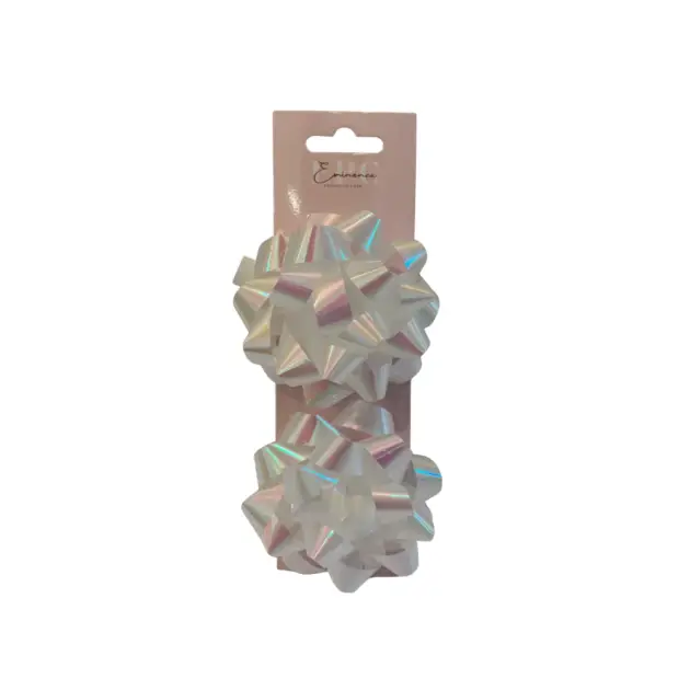 4” Star Bow Set of two Iridescent White