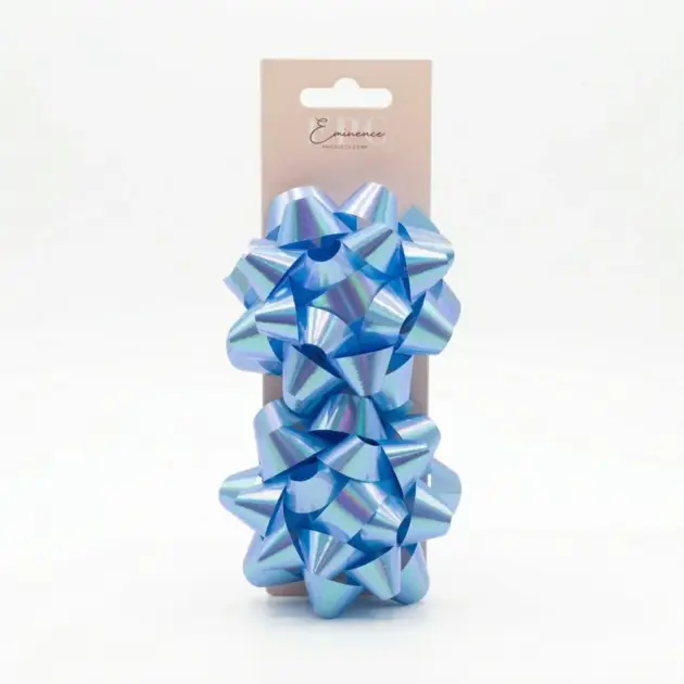 4” Star Bow Set of two Iridescent Blue
