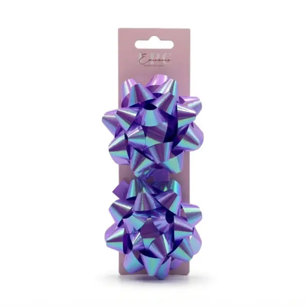 4” Star Bow Set of two Iridescent Purple