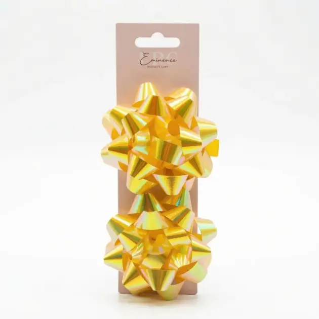 4” Star Bow Set of two Iridescent Yellow