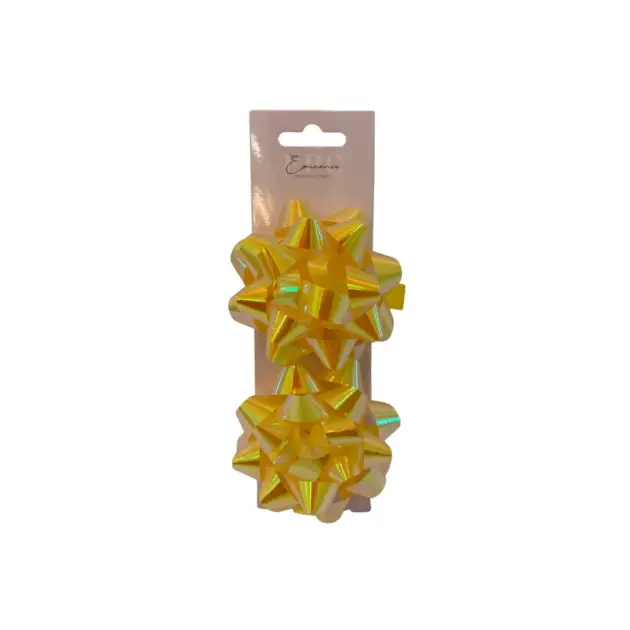 4” Star Bow Set of two Iridescent Yellow