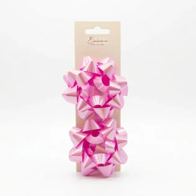 4” Star Bow Set of two Iridescent Pink