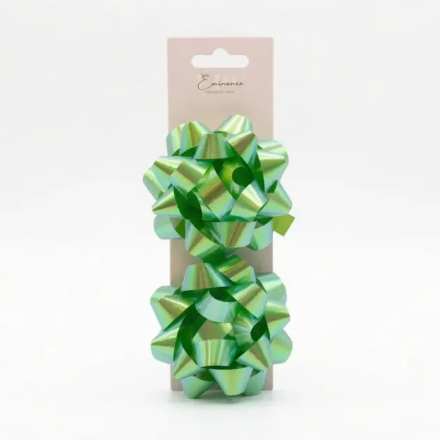 4” Star Bow Set of two Iridescent Green