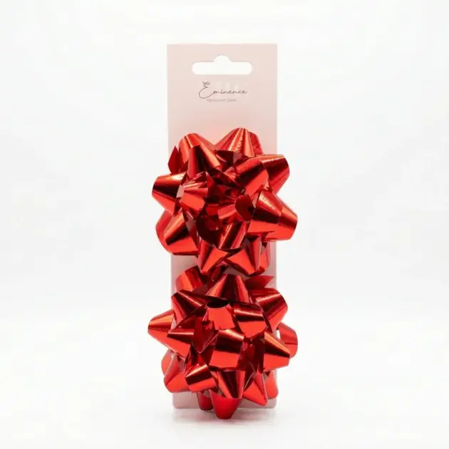 4” Star Bow Set of two Metallic Red