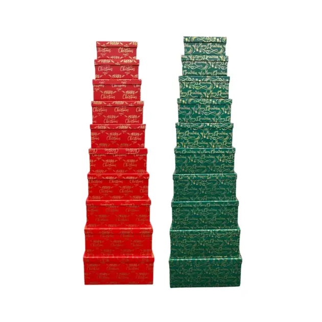 Premium Gift Box Set of 10 Rectangular Boxes. Hot Stamped, Two Designs assorted