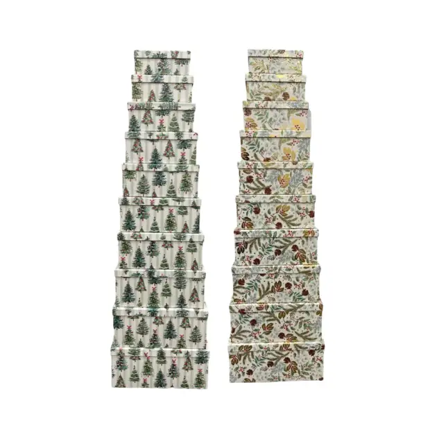 Premium Gift Box Set of 10 Rectangular Boxes. Hot Stamped, Two Designs assorted