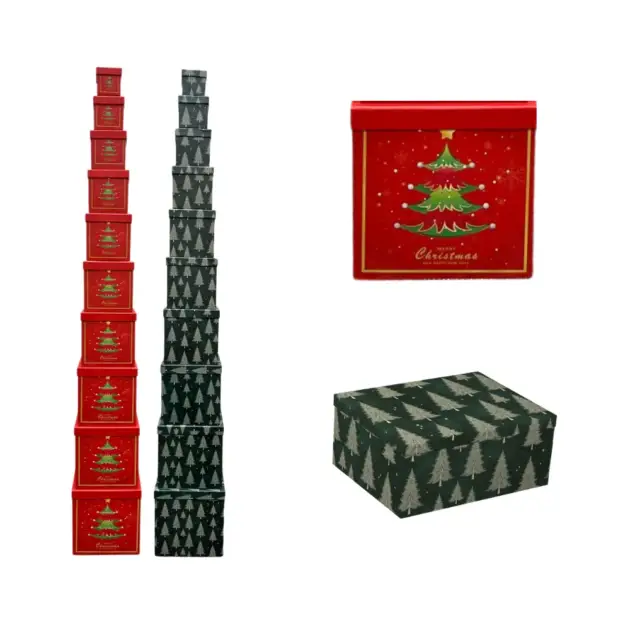 Premium Gift Box Set of 10 Square Boxes. Two Designs assorted