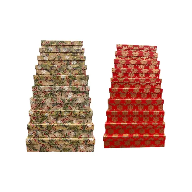 Premium Gift Box Set of 10 Flat rectangular Boxes. Two Designs assorted