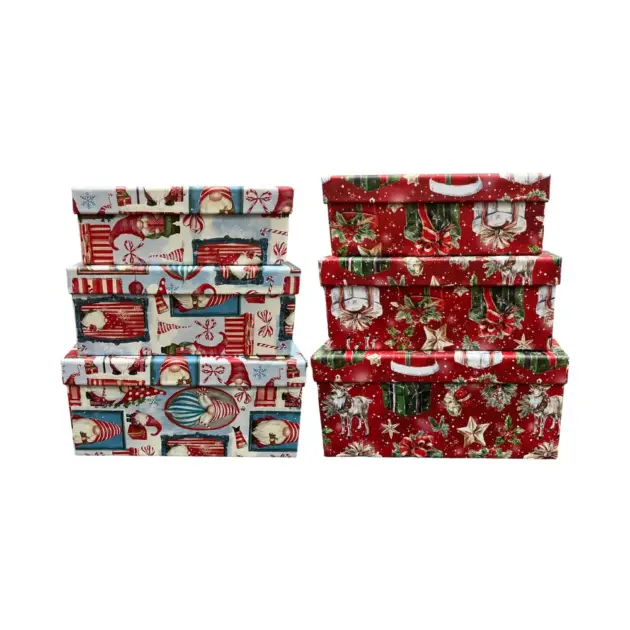 Premium Gift Box Set of 3 Square Boxes. Two Designs assorted