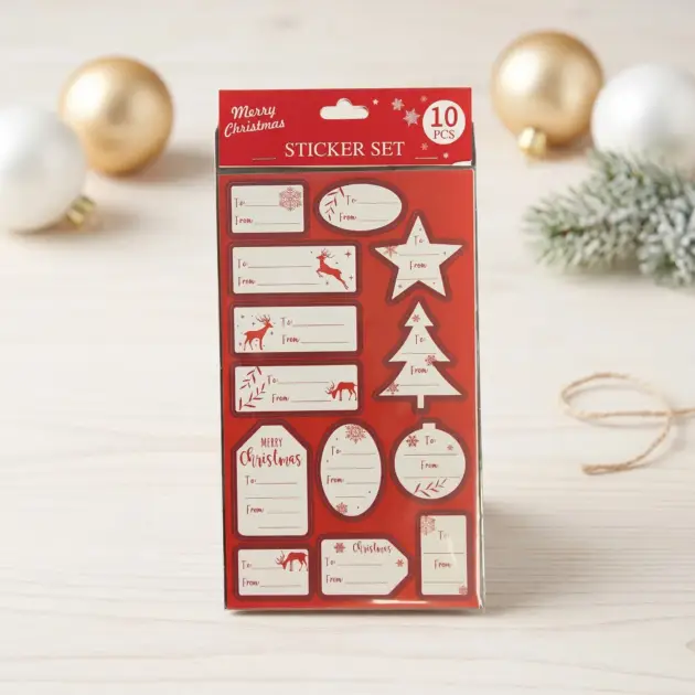 Christmas gift Tag Stickers 5 Sheets 65 Tags