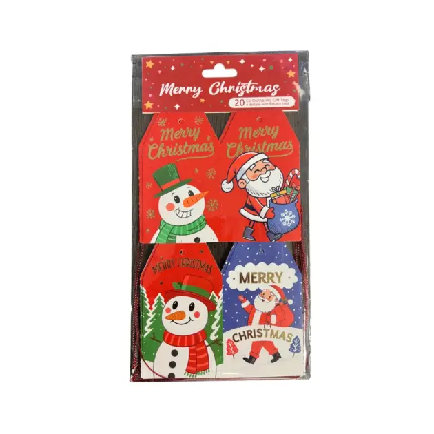 Christmas gift Tag 20 Pcs Hot Stamped with Metallic Cord