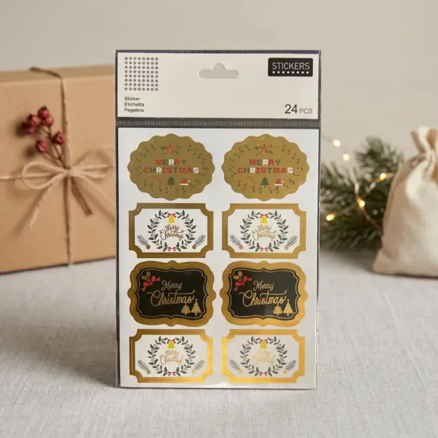 Christmas Stickers Hot stamped 24 Pcs