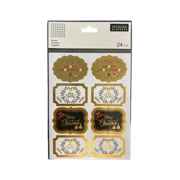 Christmas Stickers Hot stamped 24 Pcs