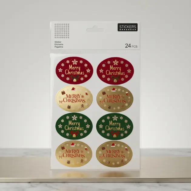 Christmas Stickers Hot stamped 24 Pcs