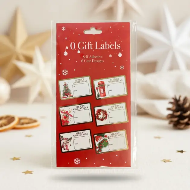 Christmas Gift Labels 80 Pcs Self Adhesive Hot stamped embossed