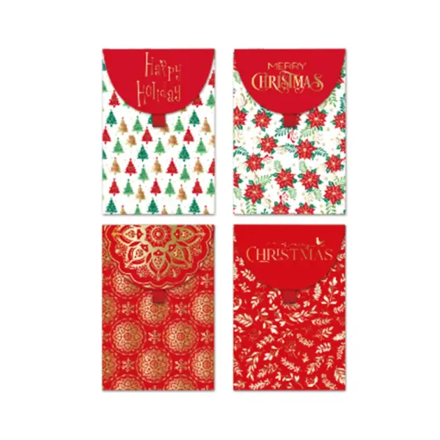 Christmas Premium Money Envelops Pack of 4 Pcs Hot Stamped