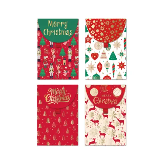 Christmas Premium Money Envelops Pack of 4 Pcs Hot Stamped