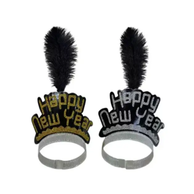 Happy New Year Feather Tiara Gold & Silver