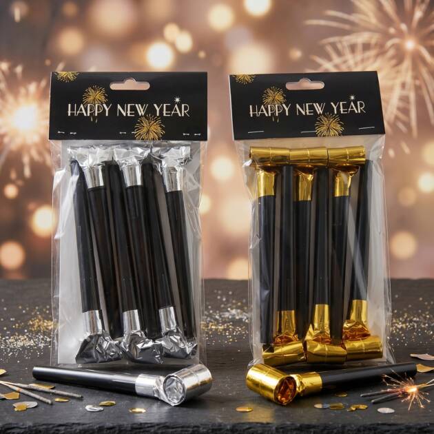 New Year 11 cm Blowout 6 Pack Gold & Silver