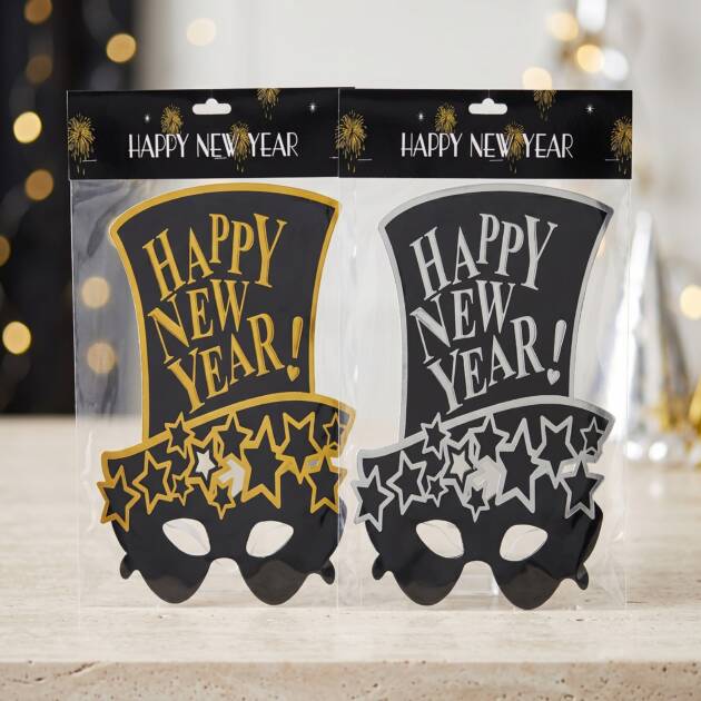 New Year Mask 2 Pack Gold & Silver