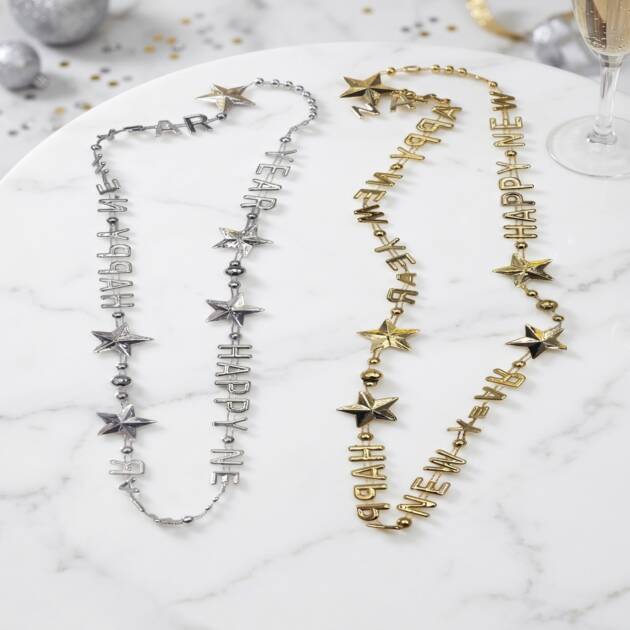 New Year Beads 2 Pack Gold & Silver