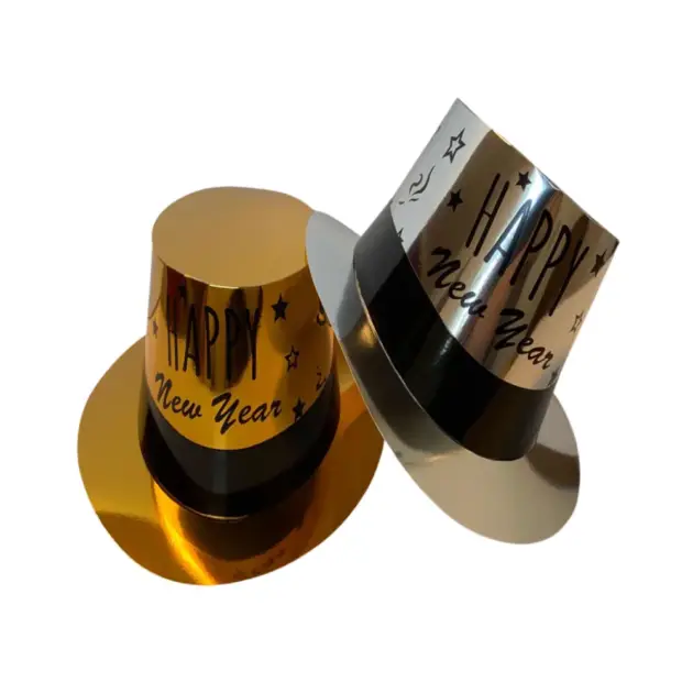 Happy New UV Hat Gold & Silver