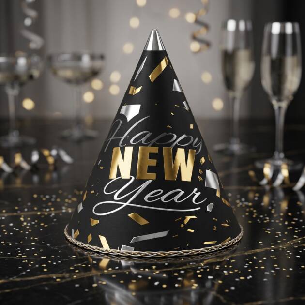 Happy New Year 24cm Cone Hat