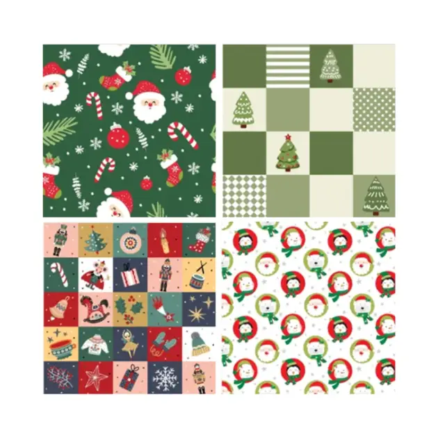 Christmas 4 Pack Roll Wrap 30”X400” 4 Assorted Designs 60 gsm Paper
