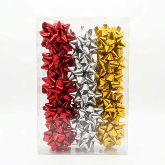 Christmas 3” Star Bows Metallic Pack of 15 Assorted Colours