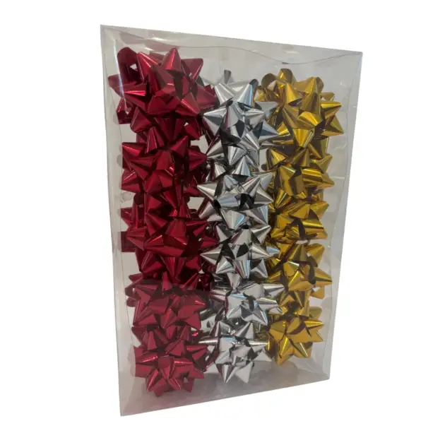 Christmas 3” Star Bows Metallic Pack of 15 Assorted Colours