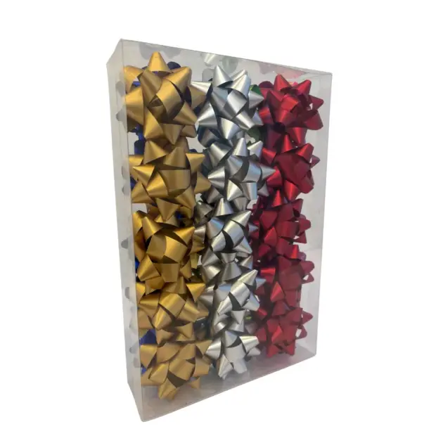 Christmas 3” Star Bows Matte Pack of 15 Assorted Colours