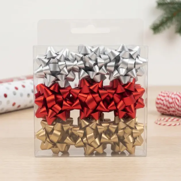 Christmas Premium 2” Mini Star Bows Matte Pack of 9 Assorted Colours