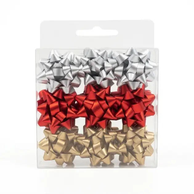 Christmas Premium 2” Mini Star Bows Matte Pack of 9 Assorted Colours