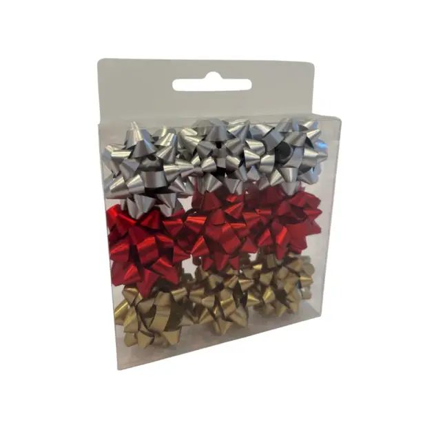 Christmas Premium 2” Mini Star Bows Matte Pack of 9 Assorted Colours