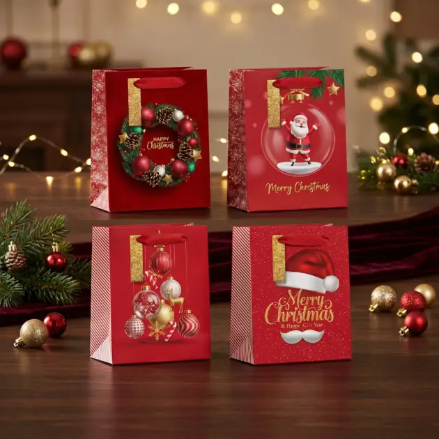 Premium Christmas Gift bag 210 GSM Gold Hot Stamped