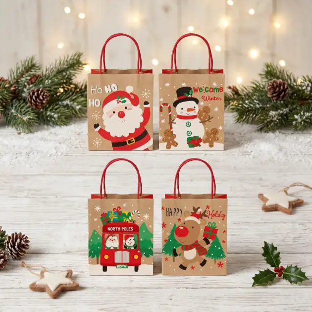 Christmas Kraft Gift bag Printed 150 gsm