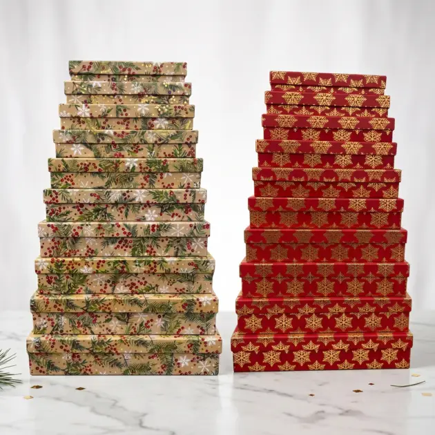 Premium Gift Box Set of 10 Flat rectangular Boxes. Two Designs assorted