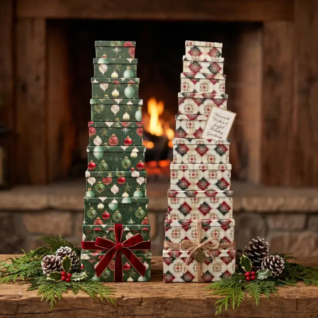 Premium Gift Box Set of 10 Rectangular Boxes. Two Designs assorted