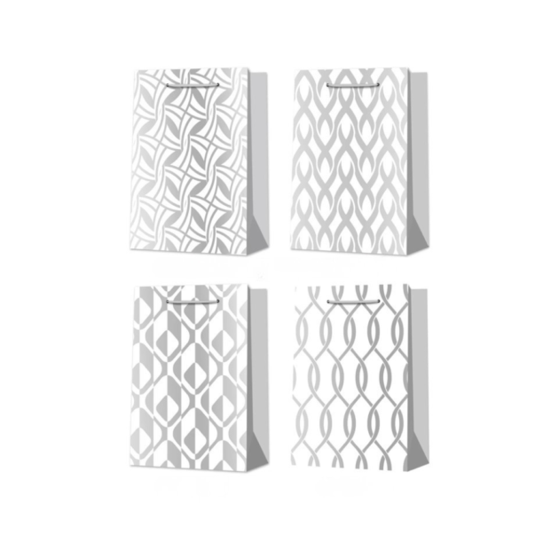 Silver Hot Stamp Geometric Interlocking Design