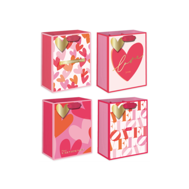 Gold Hot Stamp Love Heart red and Pink bag