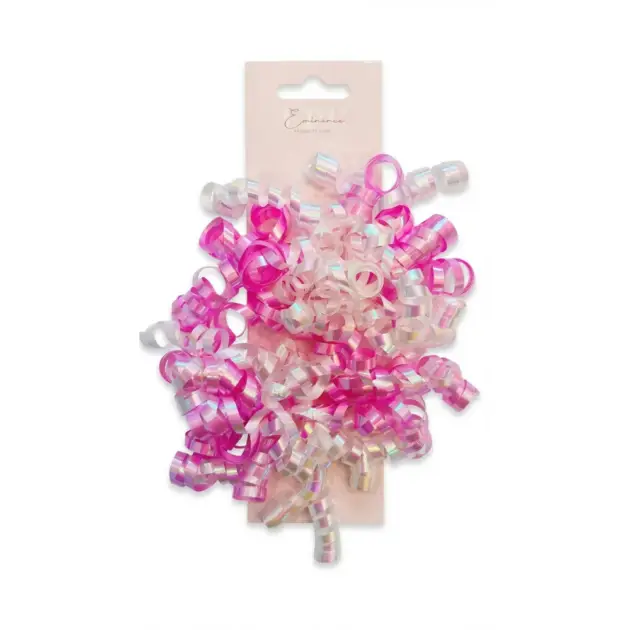 Curly Bows 2 tone Pink & White 2 Pk