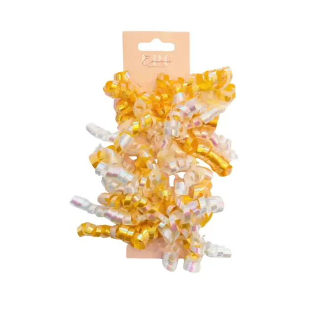 Curly Bows 2 tone Yellow & White 2 Pk